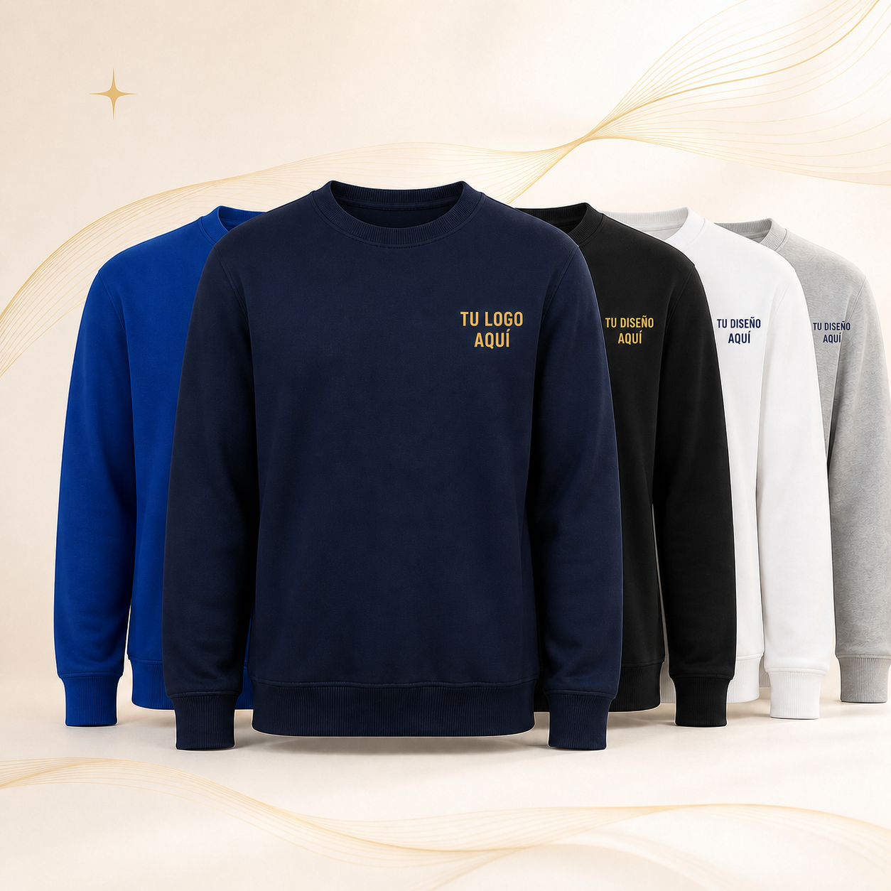 Sudaderas cuello redondo con espacios para tu logo o diseño