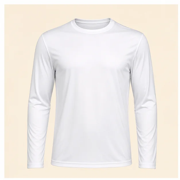 Playera de cuello redondo y manga larga de tela Dry-Fit, imagen ilustrativa